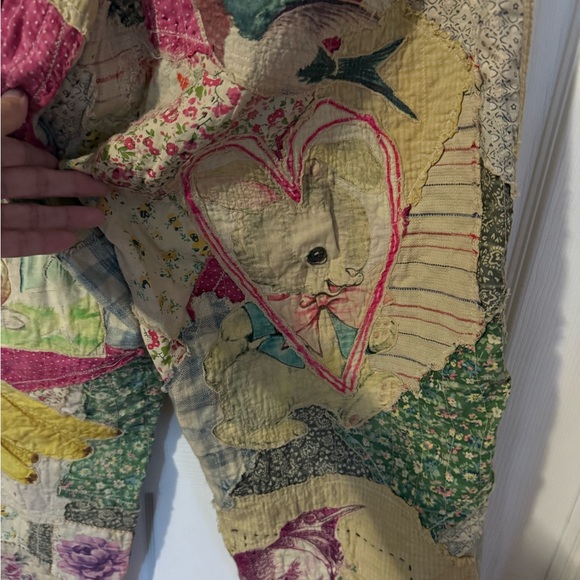 Magnolia Pearl Patchwork Pants - rabbits, elephants and bananas!  OSFM EUC. - Picture 3 of 13